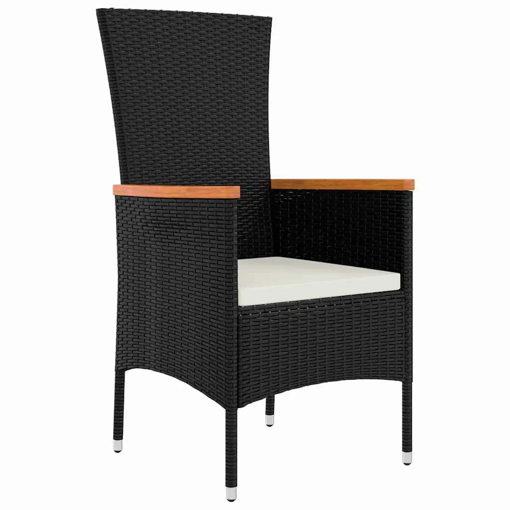 Garden Dining Set 3 Pieces Outdoor Furniture Black Steel Frame Glass Table