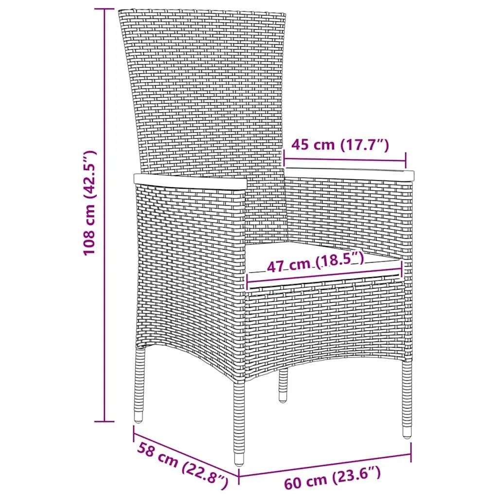 Garden Dining Set 3 Pieces Outdoor Furniture Black Steel Frame Glass Table