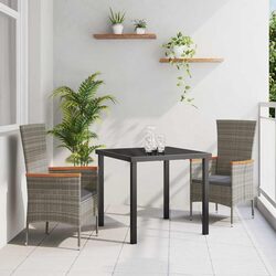 Garden Dining Set 3 Piece Outdoor Lounge Furniture Patio Grey Steel Frame Glass