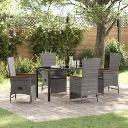 Garden Dining Set 5 Piece Outdoor Furniture Grey Poly Rattan Patio Seating