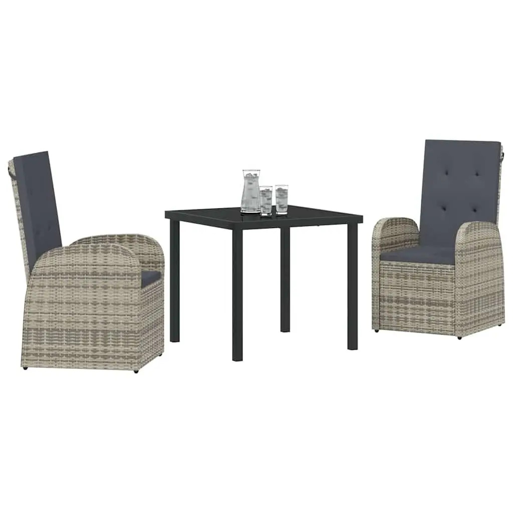Garden Dining Set Modern 3 Piece Outdoor Furniture Grey