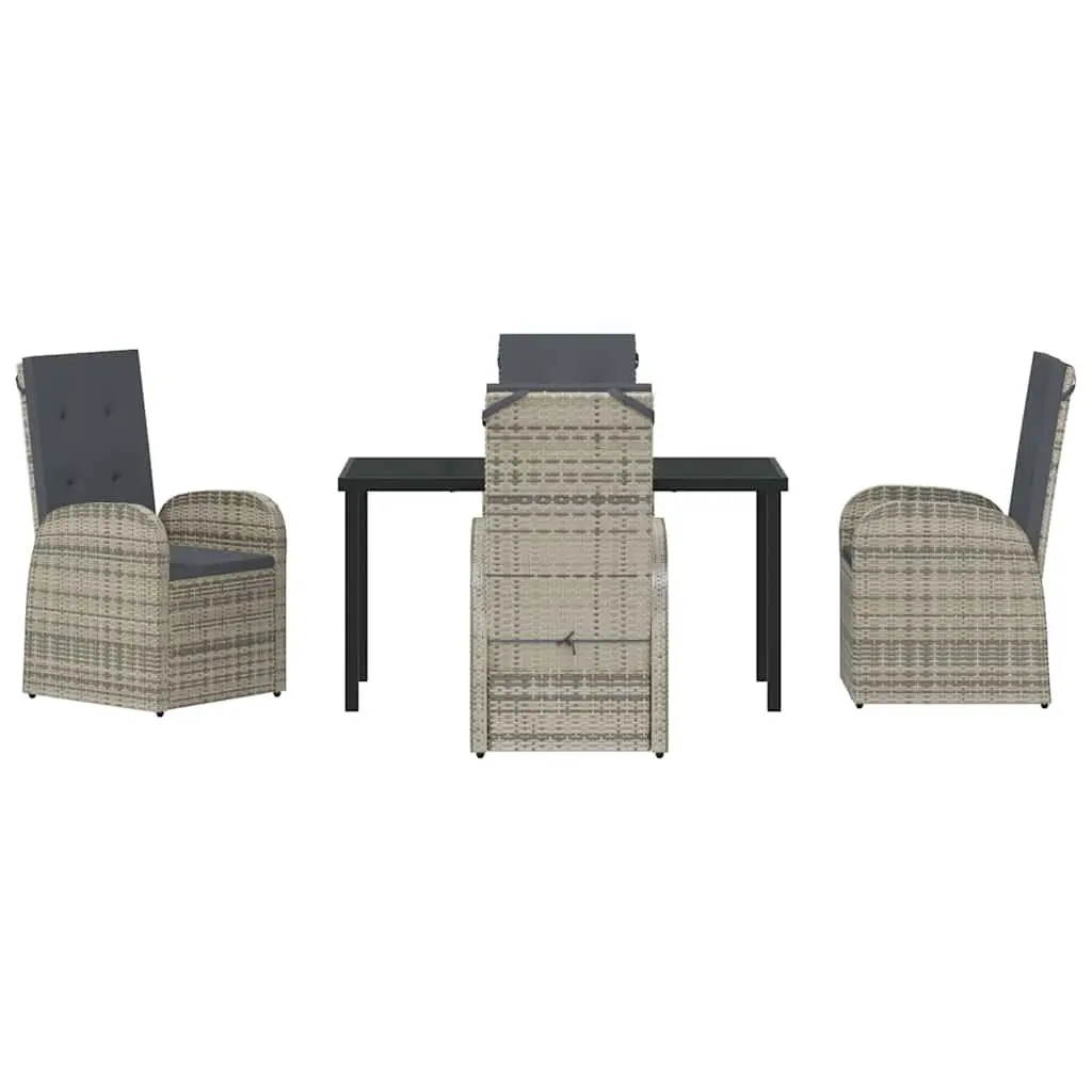 Garden Dining Set 5 Pieces Outdoor Furniture Grey Poly Rattan Patio Chairs Table
