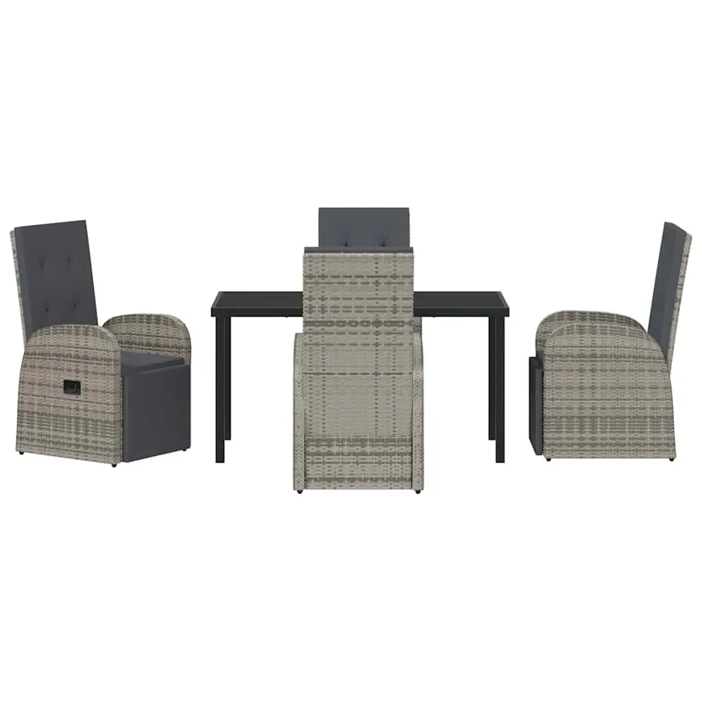 Garden Dining Set Modern 5 Piece Outdoor Furniture Grey Poly Rattan Table Chairs