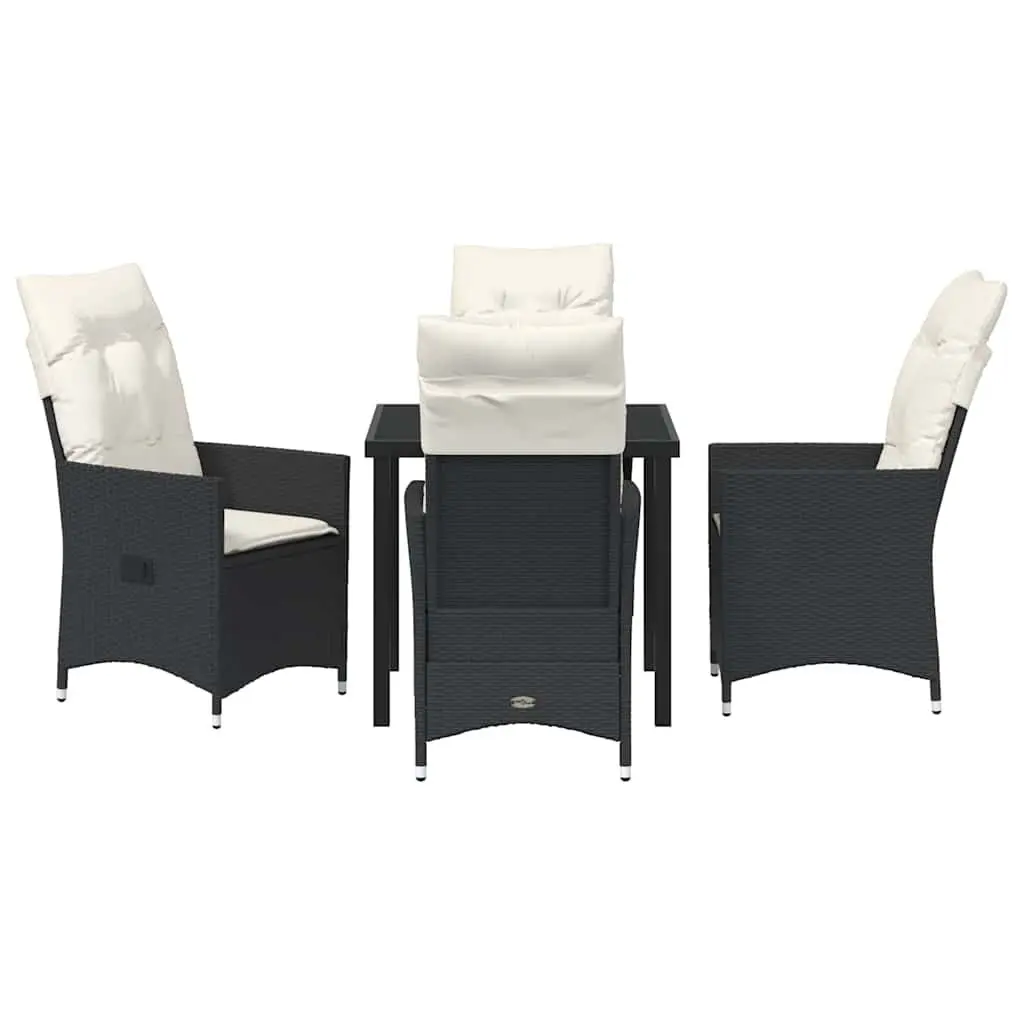 Outdoor Dining Set 5 Pieces Black Poly Rattan Garden Patio Furniture with