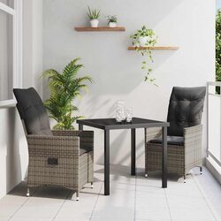 Friendly 3 Piece Garden Dining Set with Cushions in Grey