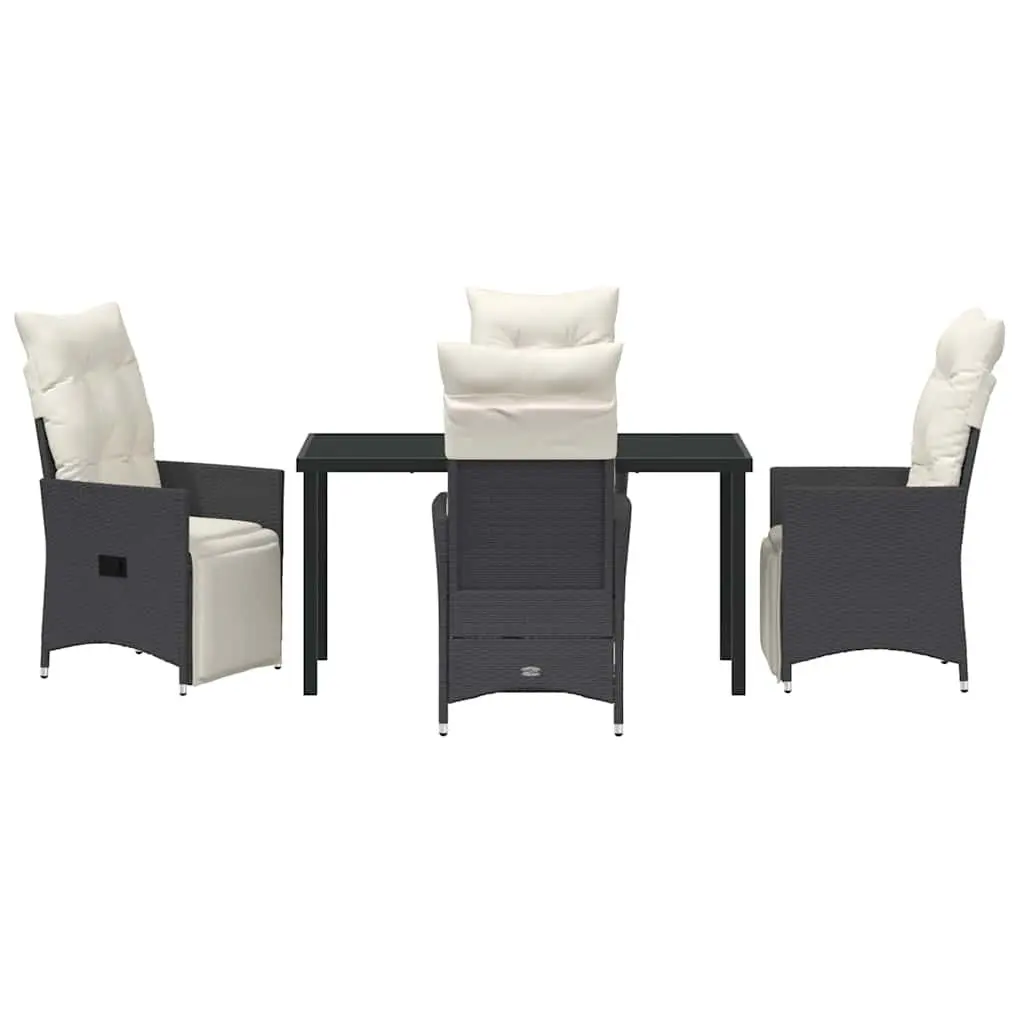 Outdoor Dining Set 5 Piece Garden Furniture Black Poly Rattan with Cushions