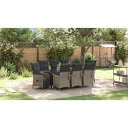 Chic Grey Outdoor Dining Set - 9-Piece Poly Rattan Set
