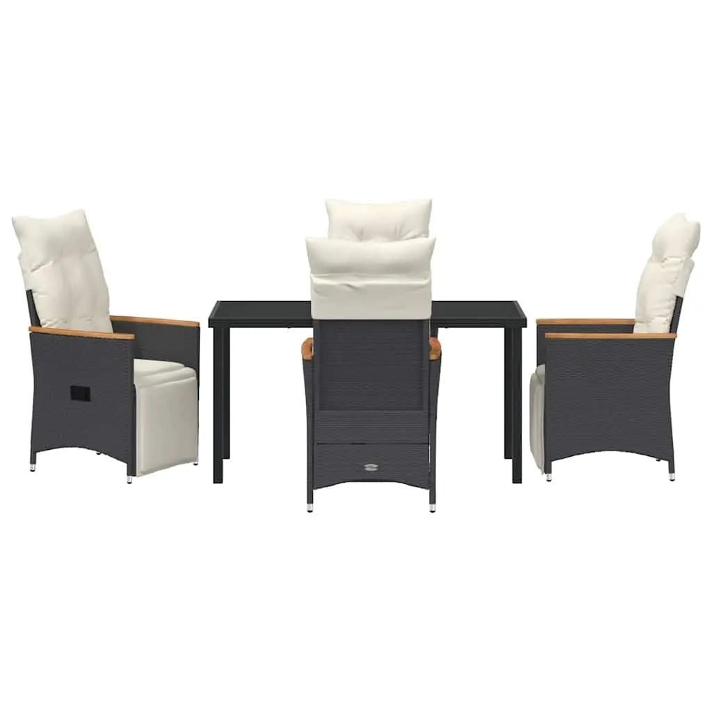 Garden Dining Set Black 5-Piece Outdoor Patio Furniture Rattan Chairs Table