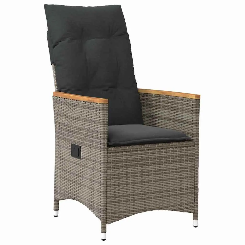 Garden Dining Set 3 Pieces Grey Poly Rattan Outdoor Furniture with Cushions