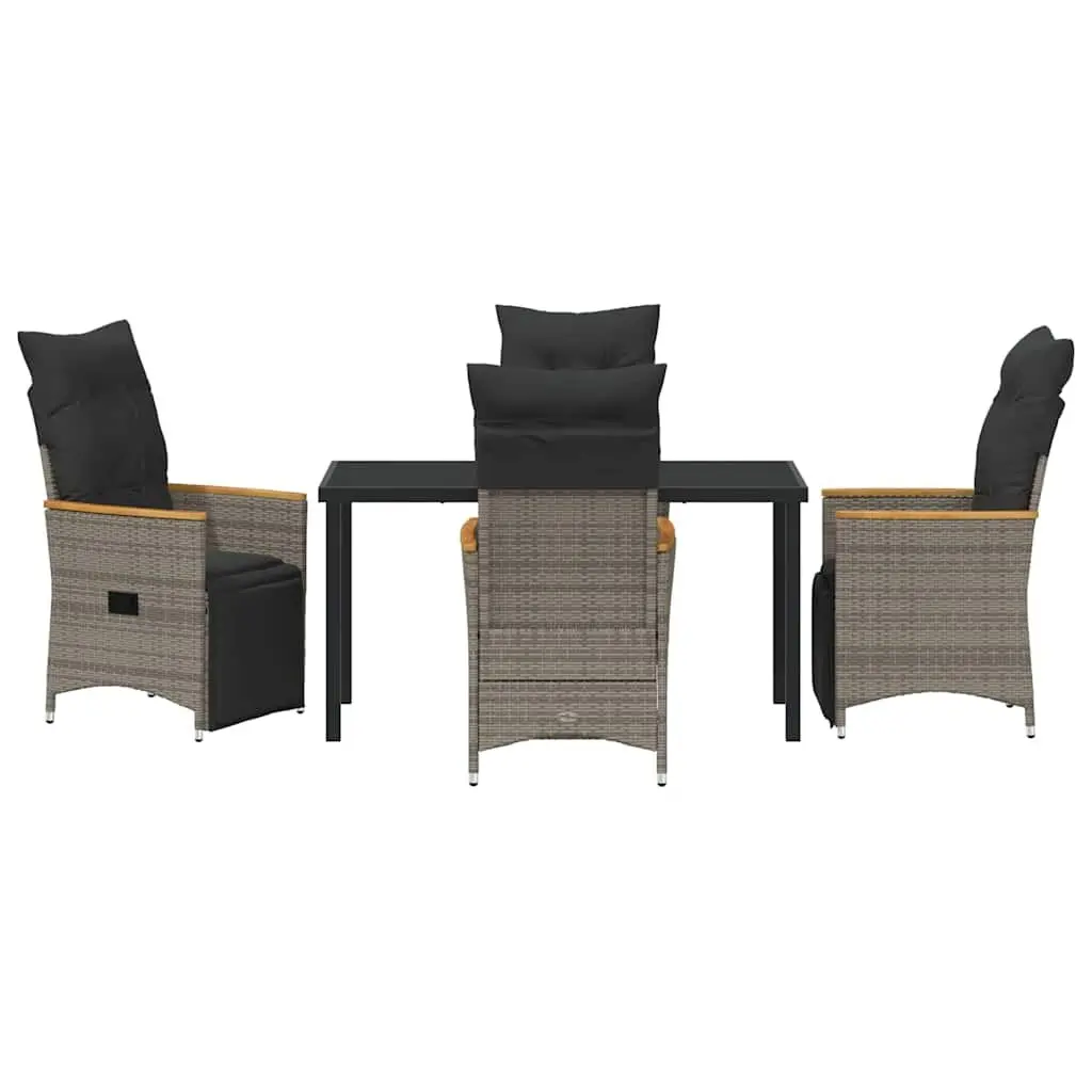 Garden Dining Set Modern Grey Poly Rattan 5 Piece Outdoor Furniture with Cushions