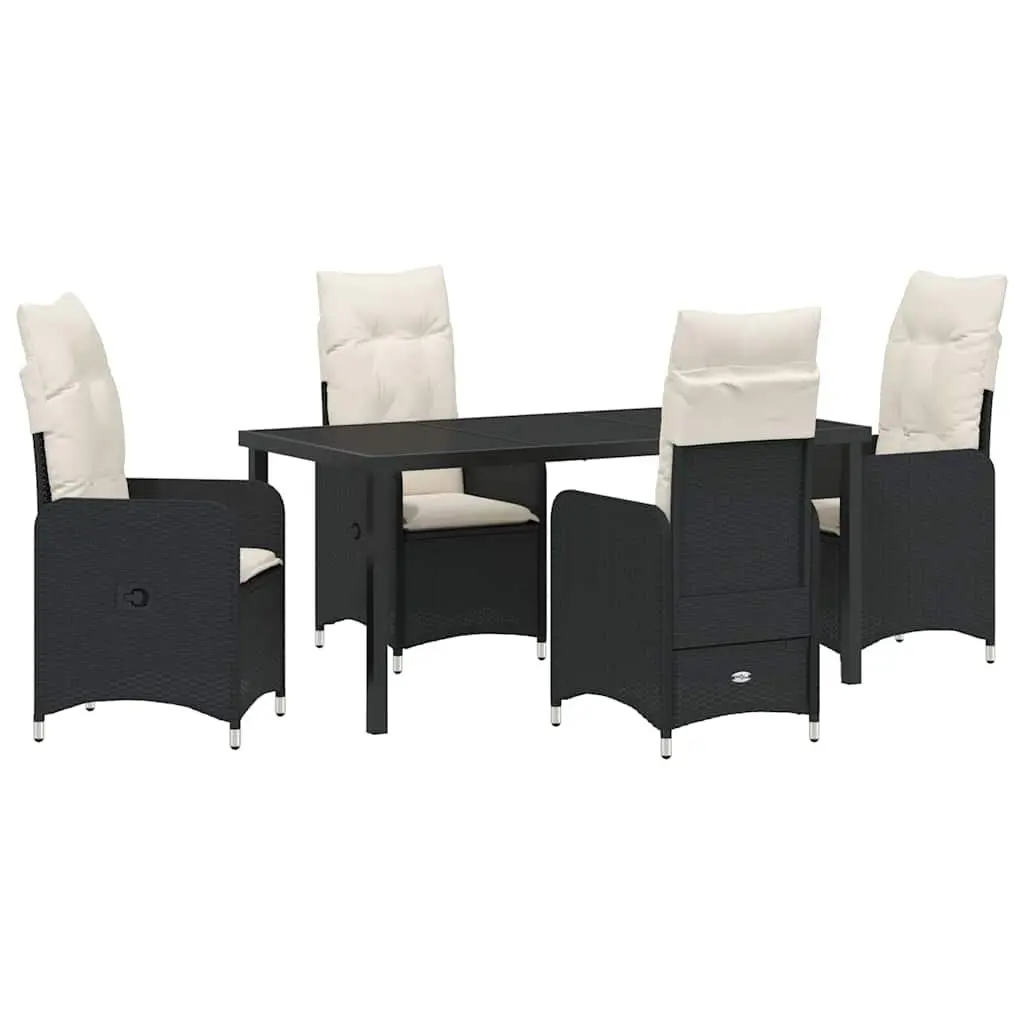 Garden Dining Set 5 Pieces Black Outdoor Table Chairs Weather Resistant Cushioned