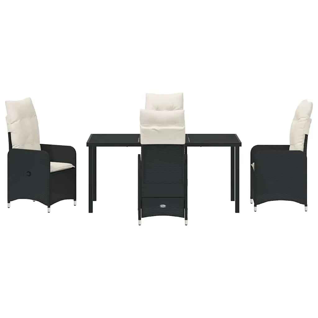 Garden Dining Set 5 Pieces Black Outdoor Table Chairs Weather Resistant Cushioned