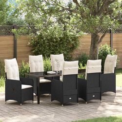 Garden Dining Set 7 Piece Black Outdoor Furniture Table Chairs Patio Dinner
