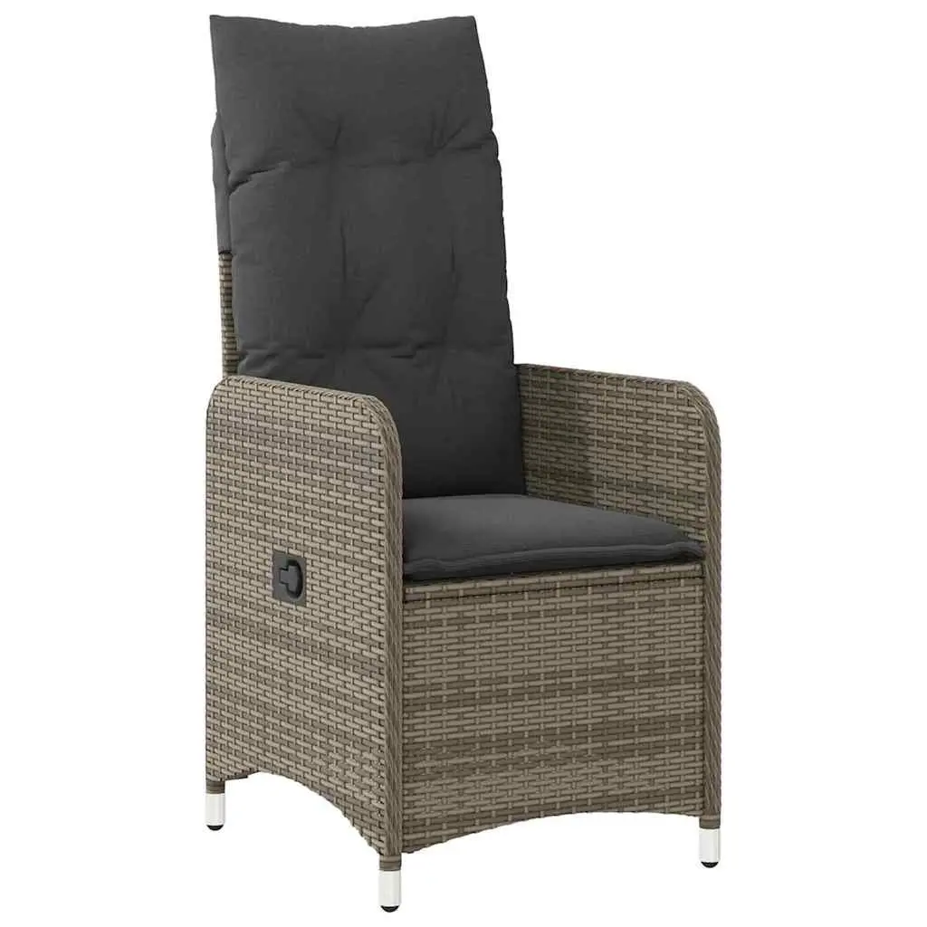 Outdoor Garden Dining Set 5 Piece Grey Poly Rattan Patio Furniture with Cushions