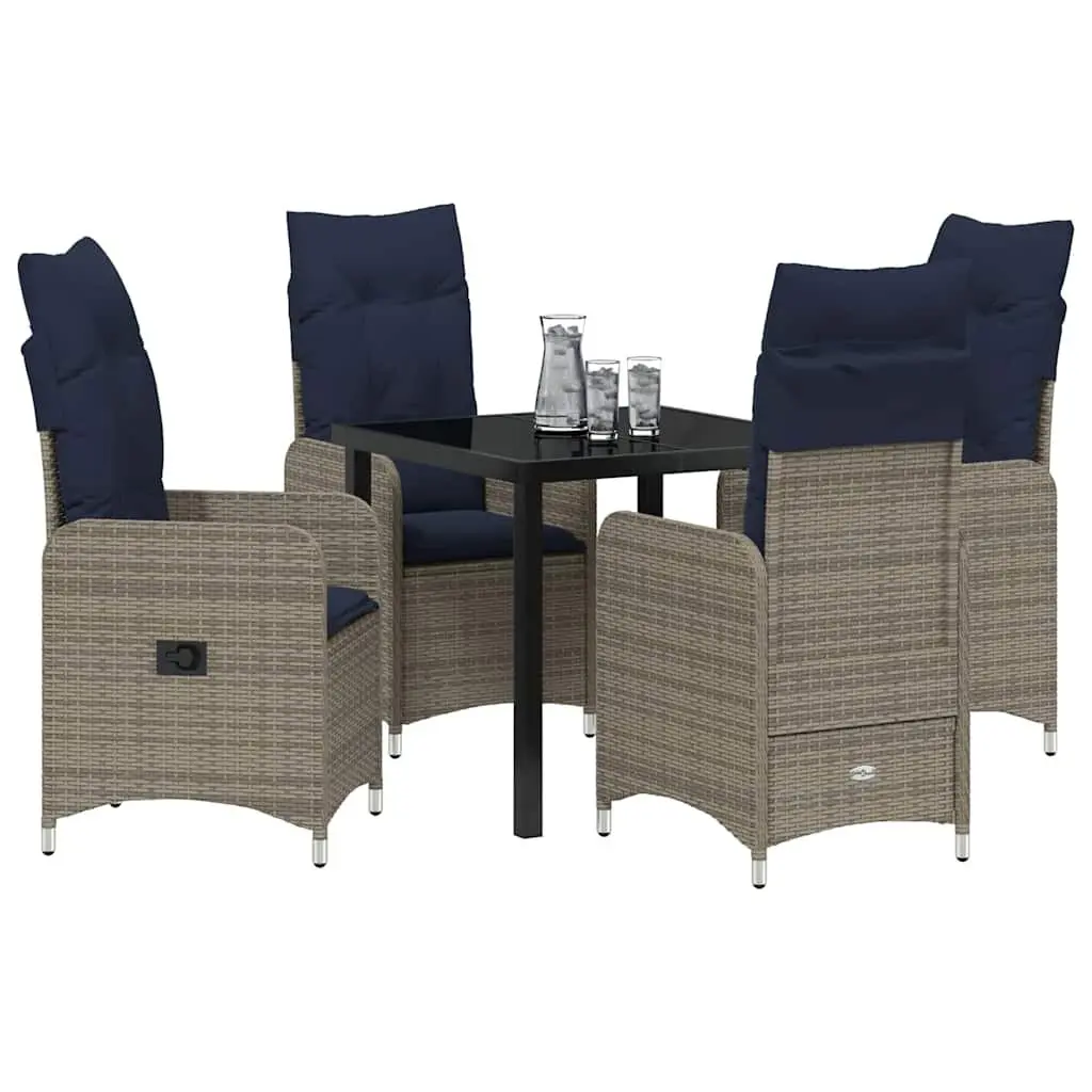 Garden Dining Set 5 Piece Outdoor Furniture Black Poly Rattan Table Chairs