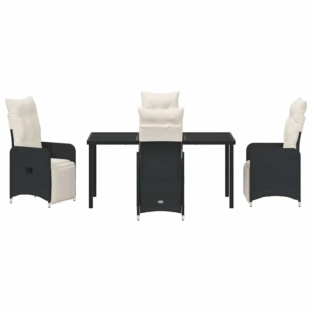 Outdoor Garden Dining Set Weather-Resistant 5 Piece Black Poly Rattan Patio Table Chairs