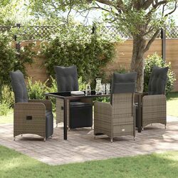 Friendly 5-Piece Garden Dining Set Grey Poly Rattan Chairs