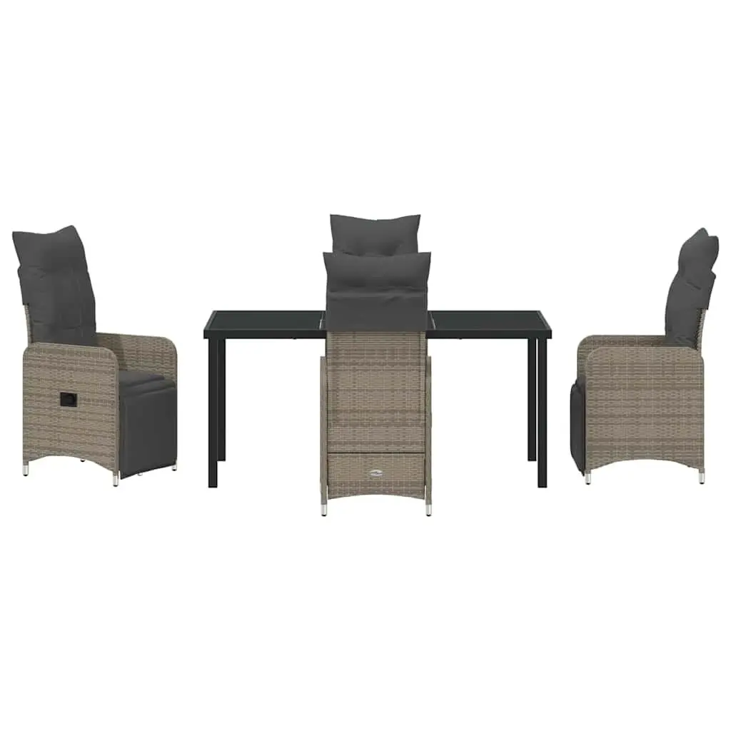 Garden Dining Set Grey Poly Rattan 5 Piece Outdoor Furniture Patio Table Chairs