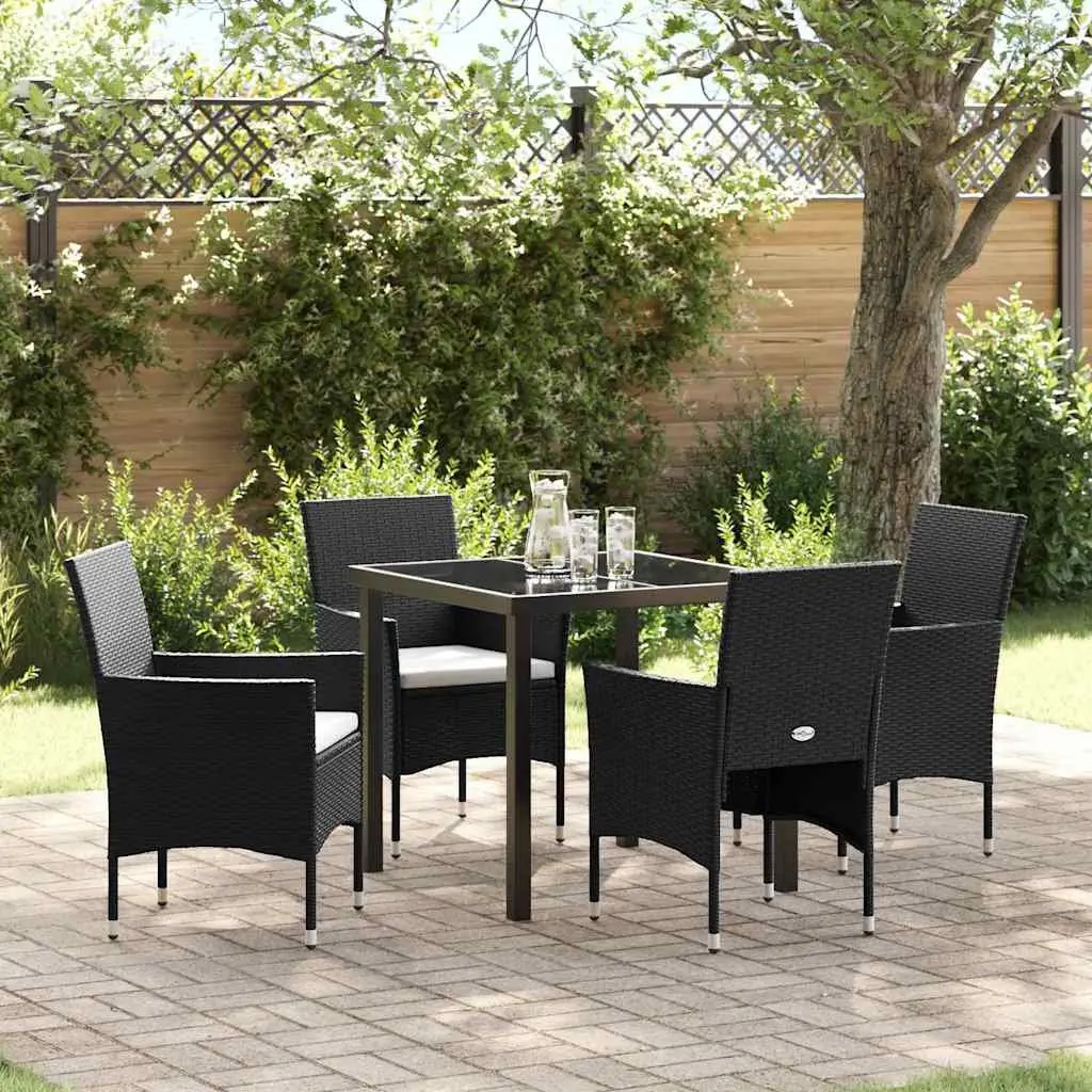 Garden Dining Set Modern Black 5 Piece Outdoor Furniture Patio Table Chairs