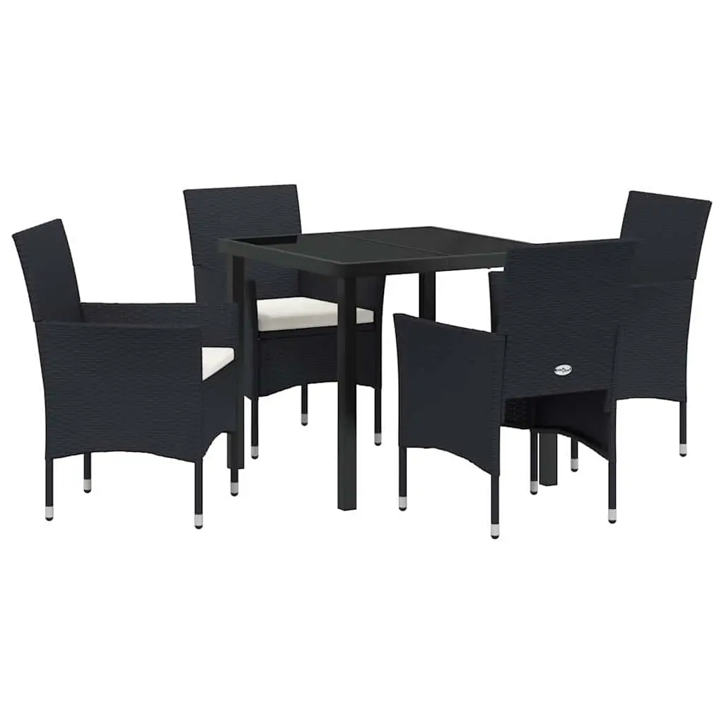 Garden Dining Set Modern Black 5 Piece Outdoor Furniture Patio Table Chairs