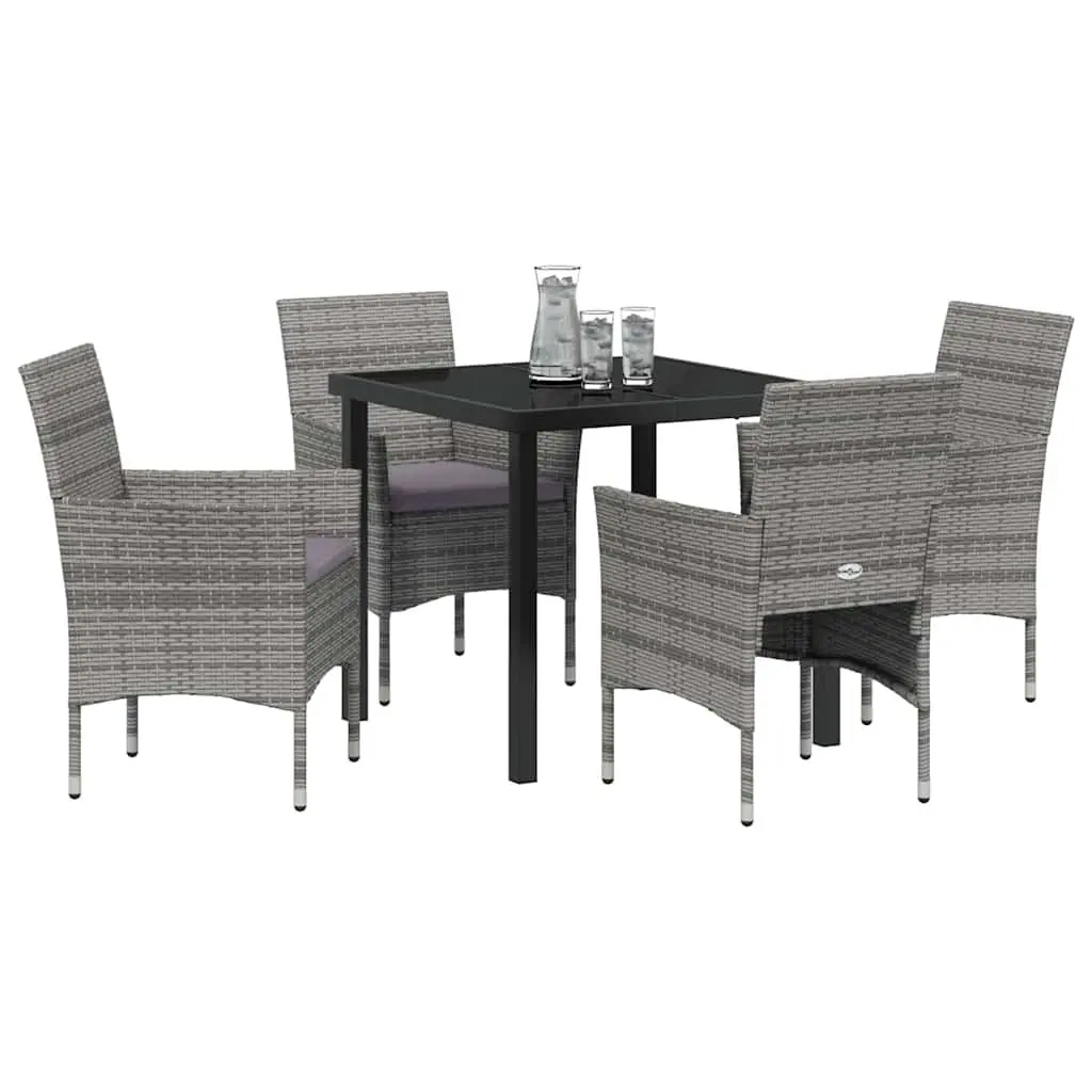 Garden Dining Set Modern 5 Piece Outdoor Patio Furniture with Cushion Grey