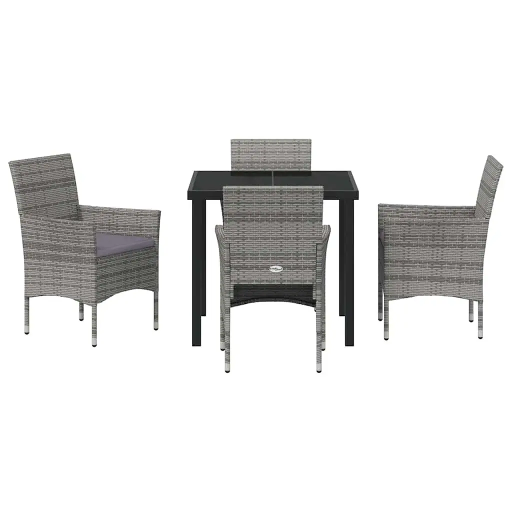 Garden Dining Set Modern 5 Piece Outdoor Patio Furniture with Cushion Grey
