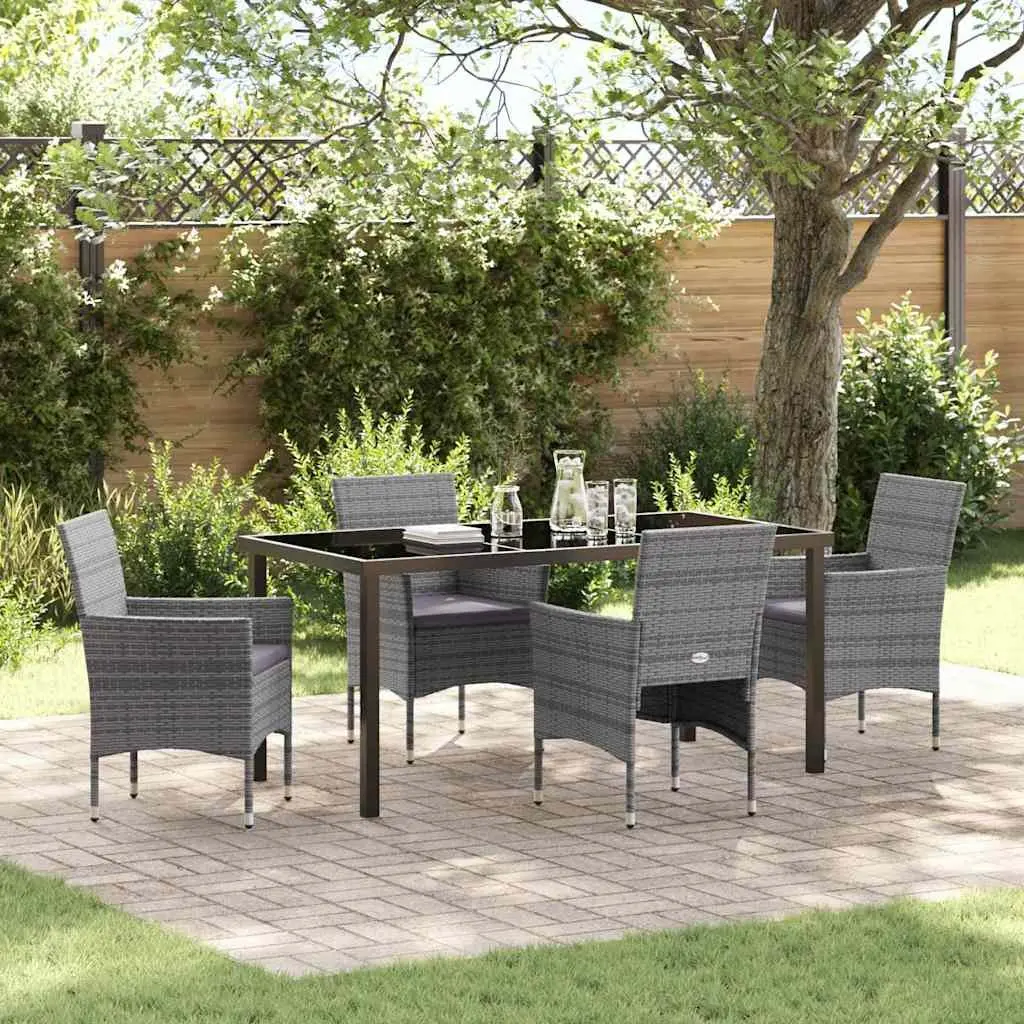 Garden Dining Set 5 Pieces Grey Outdoor Furniture Patio Table Chairs with