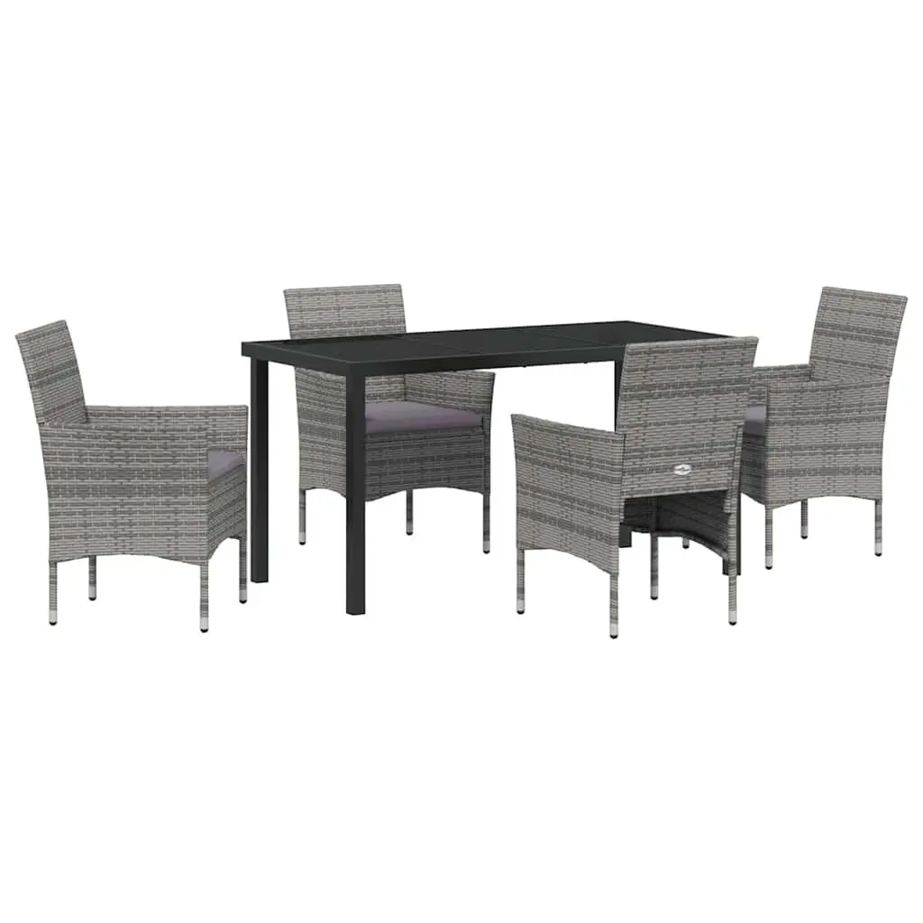 Garden Dining Set 5 Pieces Grey Outdoor Furniture Patio Table Chairs with