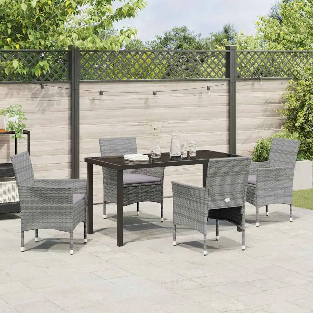 Garden Dining Set 5 Pieces Grey Outdoor Furniture Patio Table Chairs with