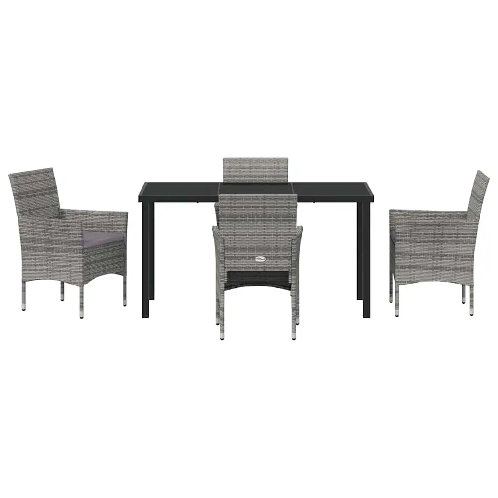 Garden Dining Set 5 Pieces Grey Outdoor Furniture Patio Table Chairs with