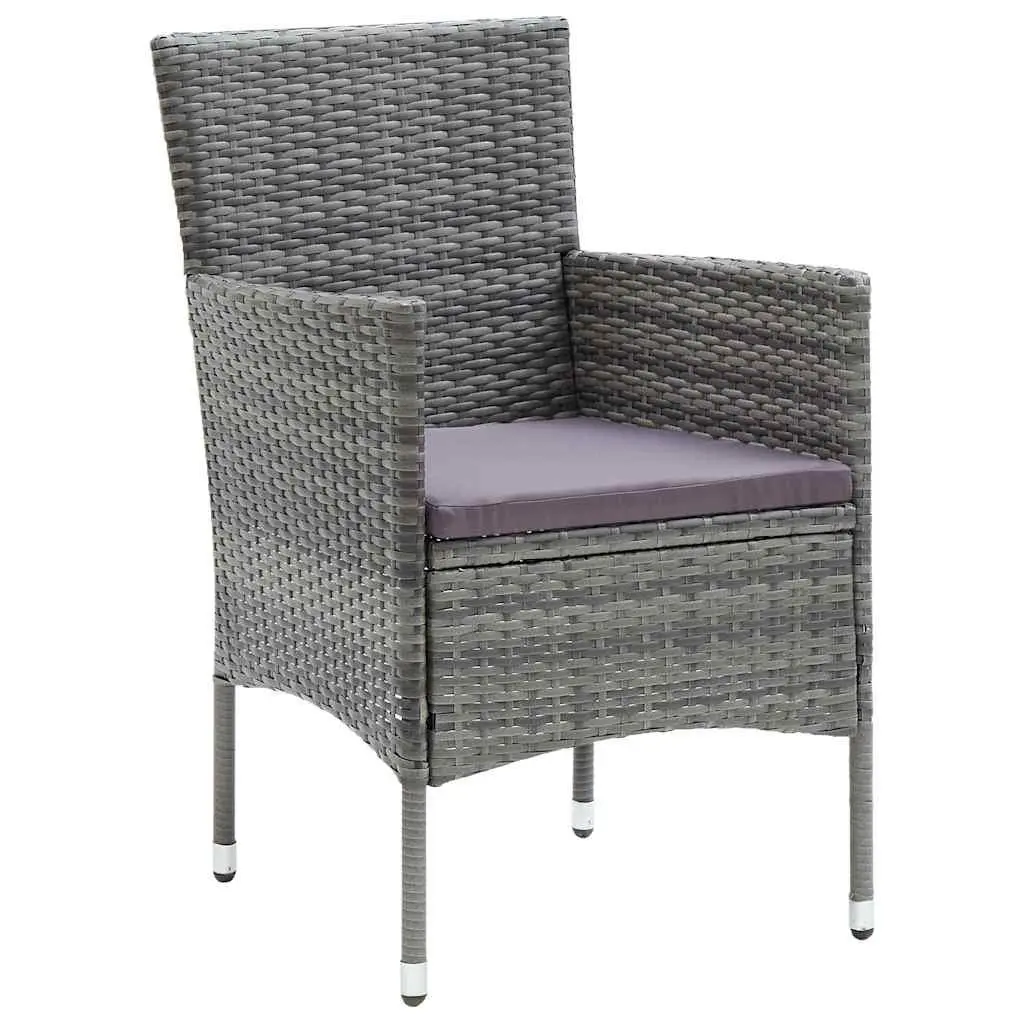 Outdoor Dining Set Grey 7 Piece Garden Furniture with Cushions and Glass Top Table