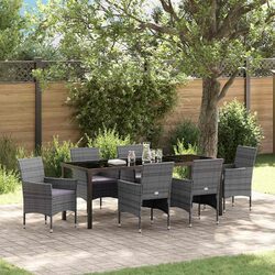 Garden Dining Set 7 Pieces Grey Outdoor Furniture Patio Table Chairs with