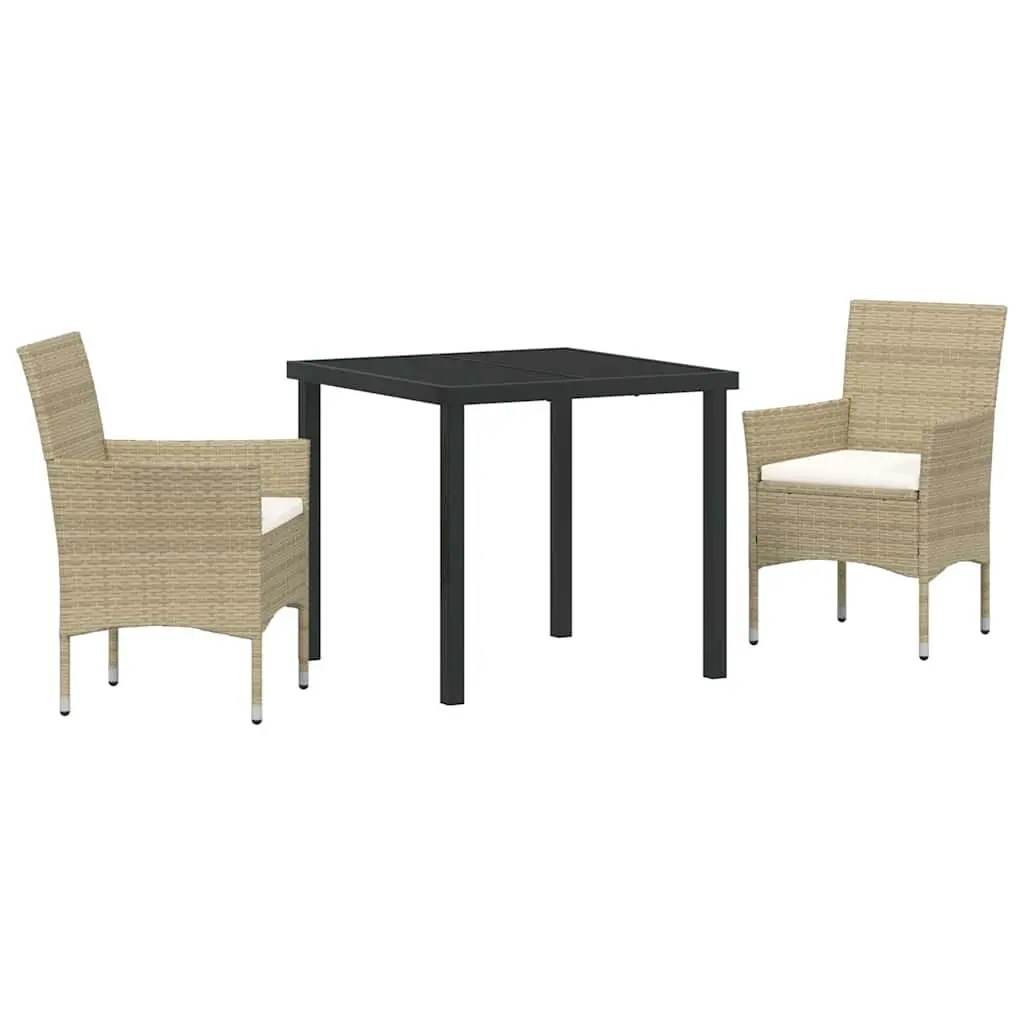 Garden Dining Set 3 Piece Weather-Resistant Furniture with Cushions Beige