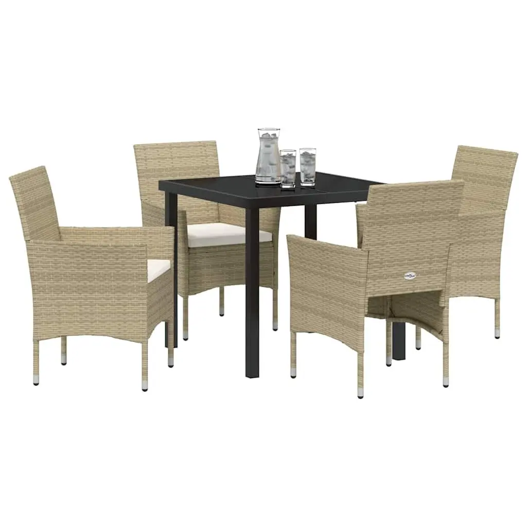 Outdoor Dining Set 5 Piece Garden Furniture Beige Poly Rattan