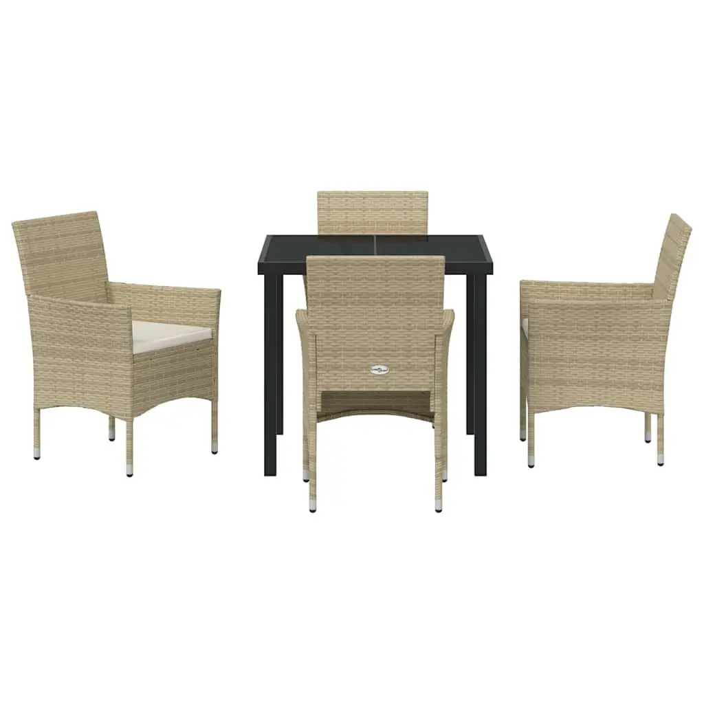 Outdoor Dining Set 5 Piece Garden Furniture Beige Poly Rattan