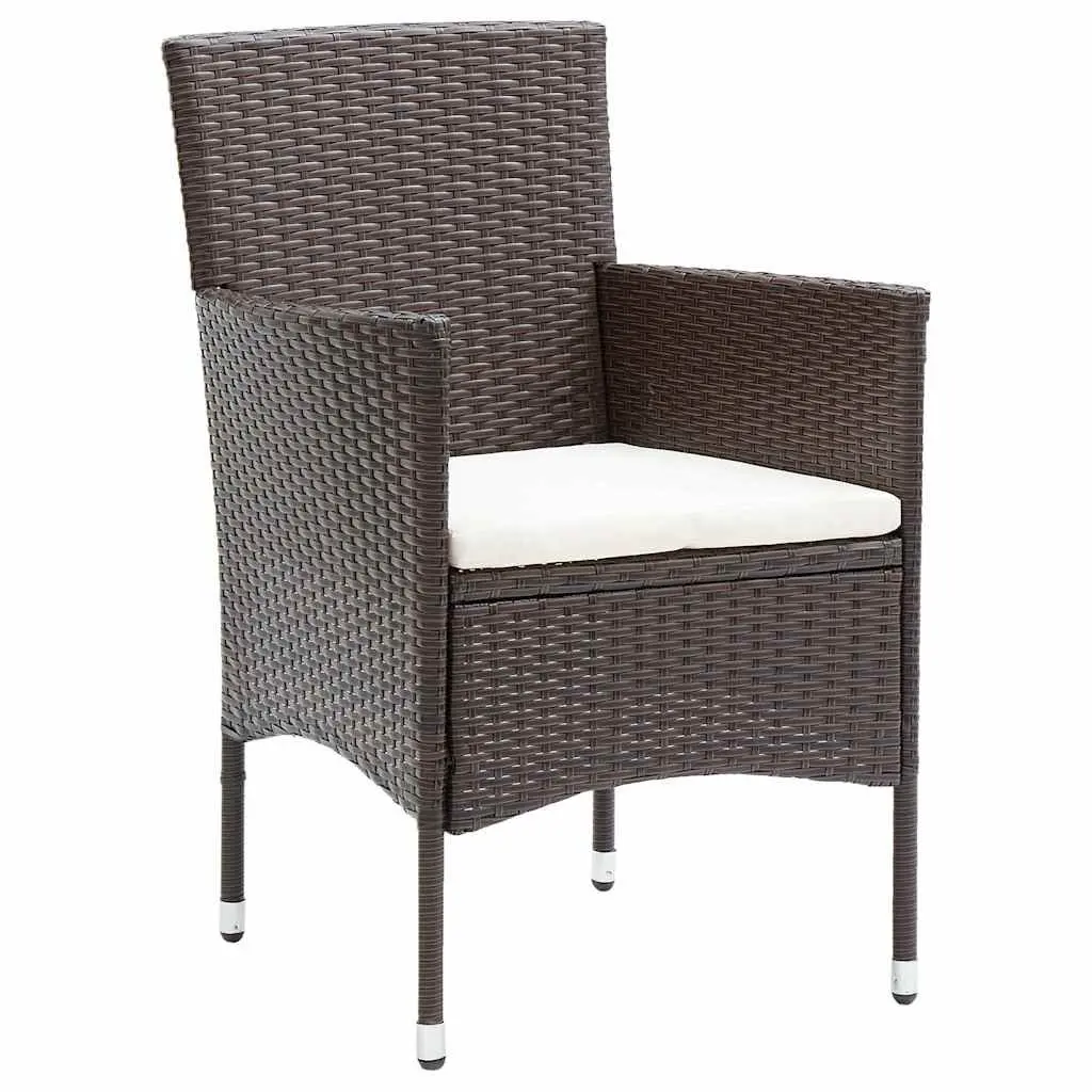 Outdoor Furniture Set 7 Piece Dining Brown Poly Rattan Tempered Glass Table