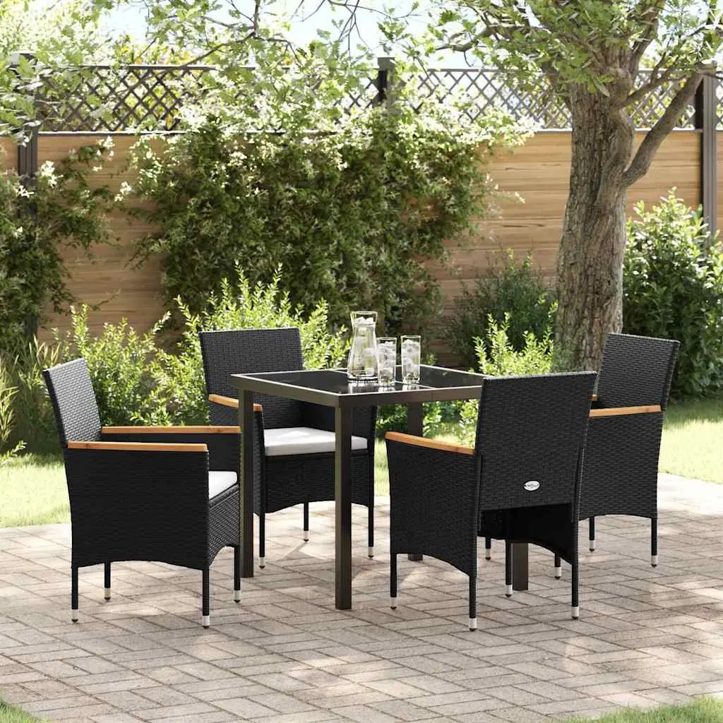 Outdoor Furniture Patio Dining Set 5 Pieces Modern Black Table and Chair Combination