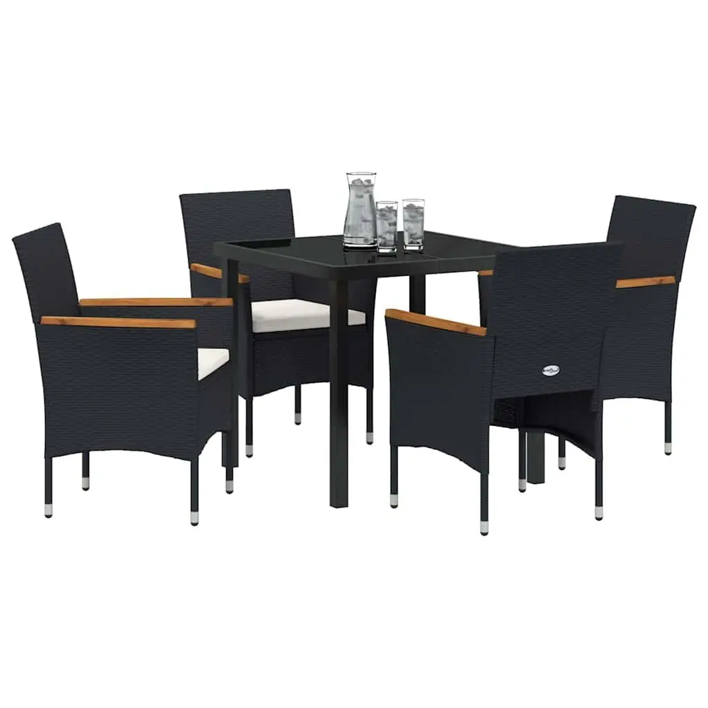 Outdoor Furniture Patio Dining Set 5 Pieces Modern Black Table and Chair Combination
