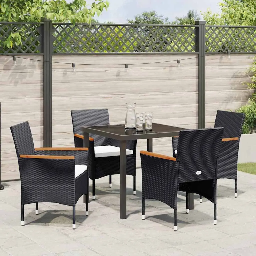 Outdoor Furniture Patio Dining Set 5 Pieces Modern Black Table and Chair Combination