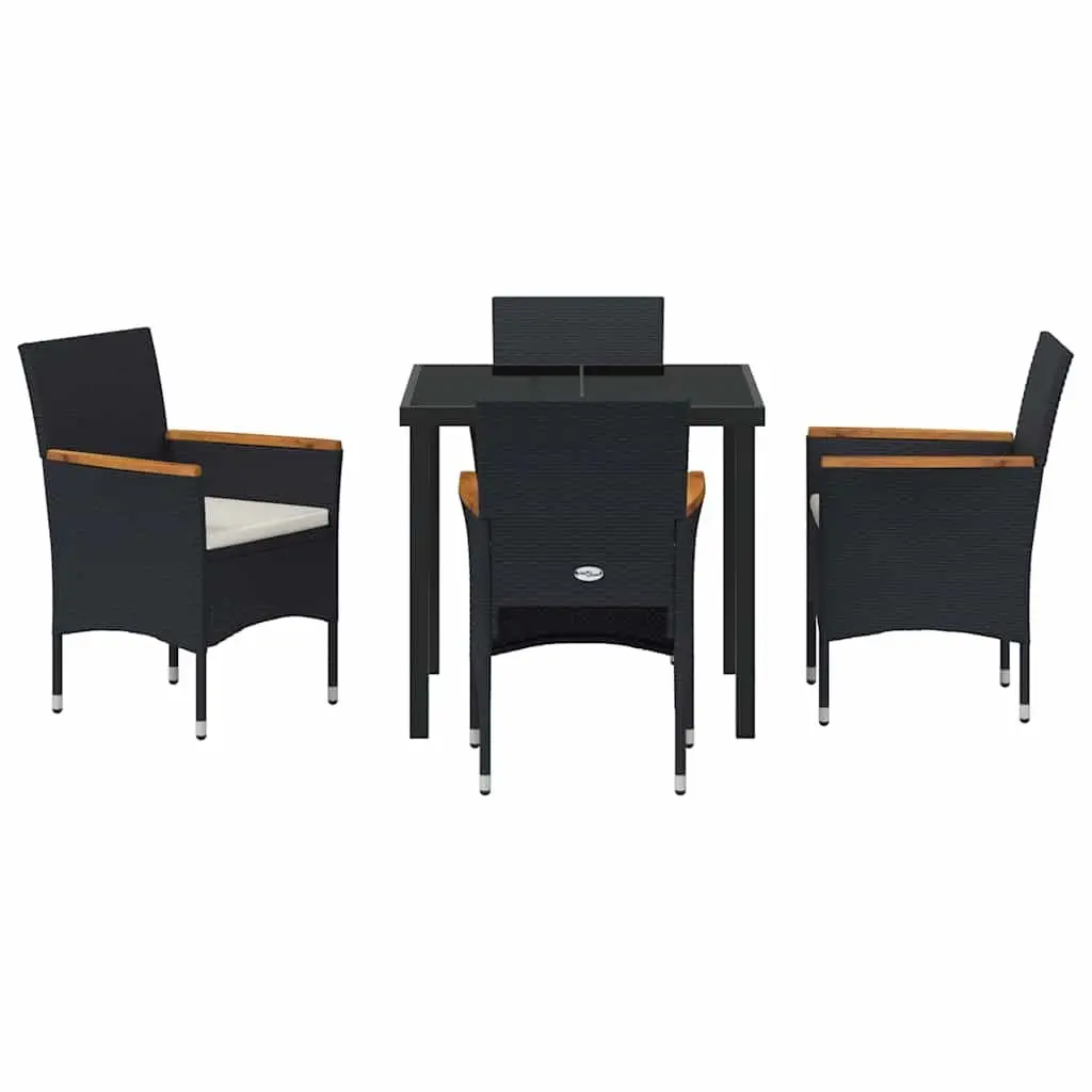 Outdoor Furniture Patio Dining Set 5 Pieces Modern Black Table and Chair Combination