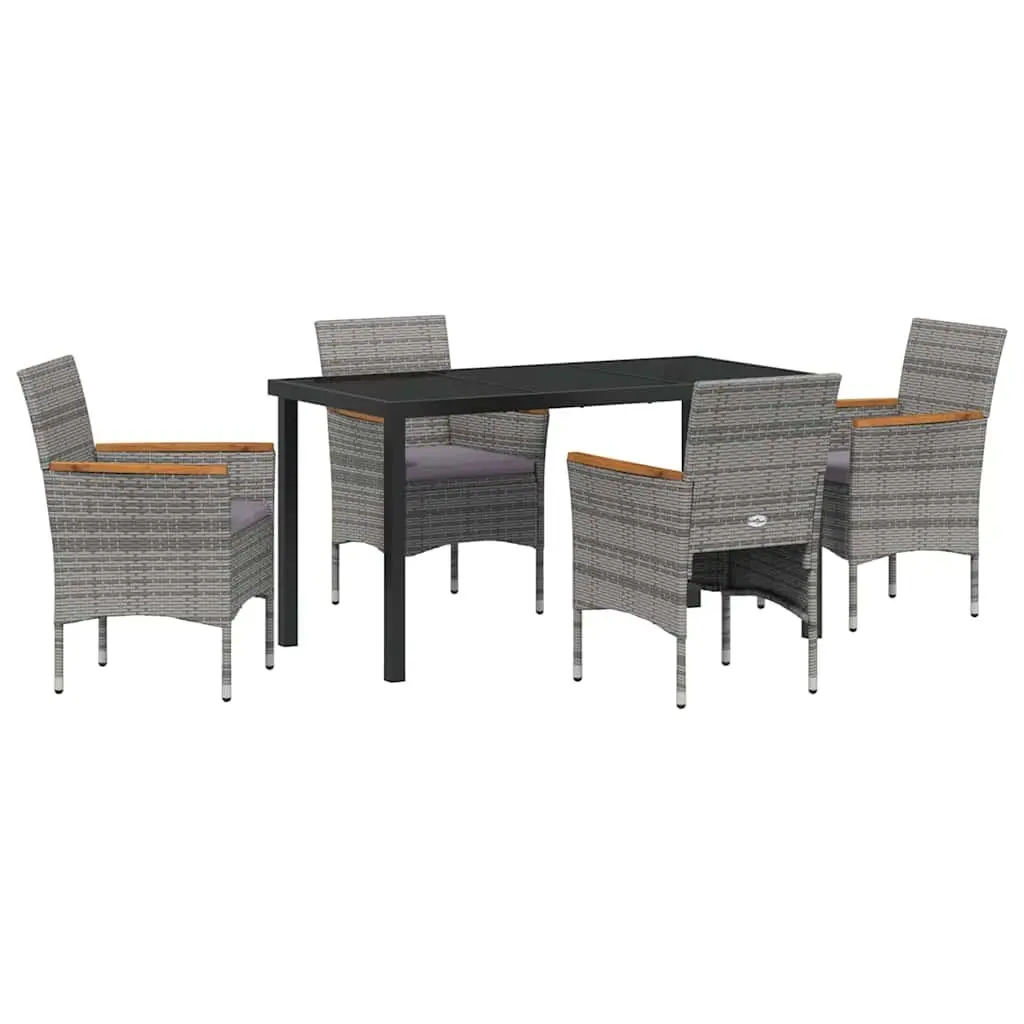 Garden Dining Set Grey Poly Rattan 5 Piece Outdoor Patio Furniture