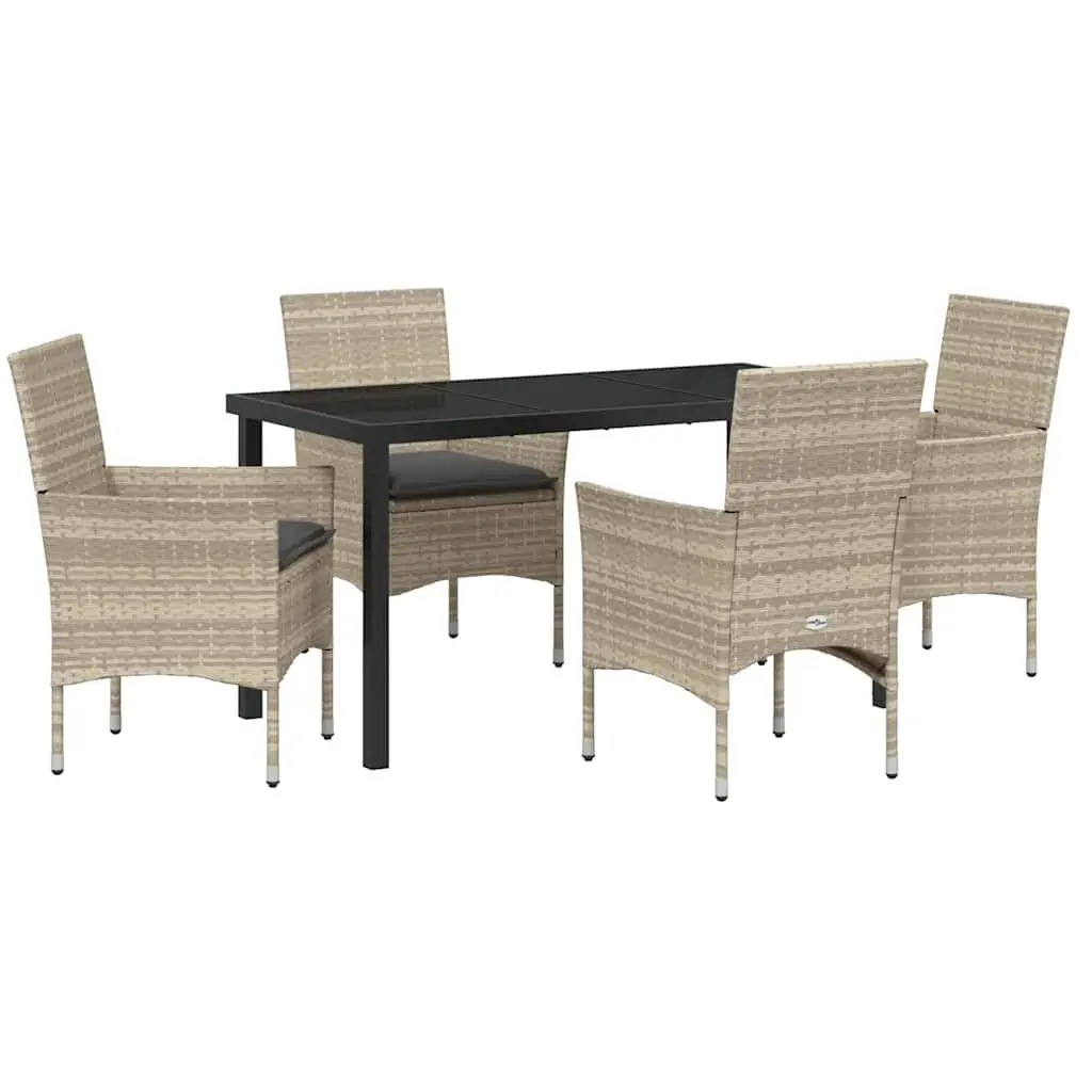 Garden Dining Set Modern Poly Rattan 5 Piece Outdoor Furniture with Cushions