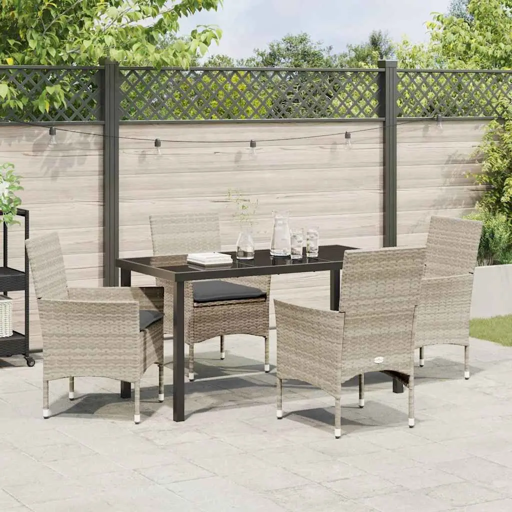 Garden Dining Set Modern Poly Rattan 5 Piece Outdoor Furniture with Cushions