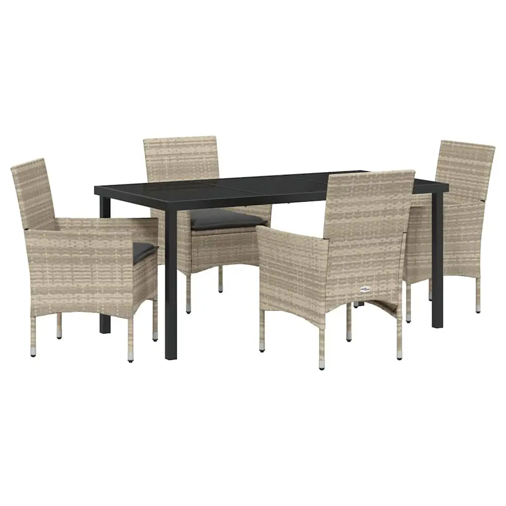 Outdoor Dining Set Light Grey Poly Rattan 5 Pieces Garden Furniture