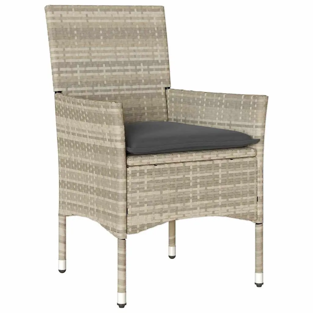 Outdoor Dining Set Light Grey Poly Rattan 5 Pieces Garden Furniture