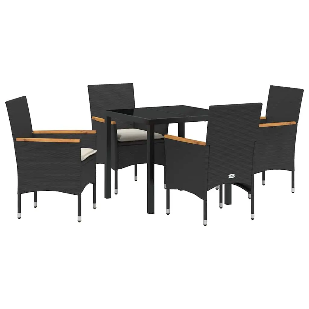 Garden Dining Set 5 Piece Outdoor Furniture Cushioned Seats Tempered Glass