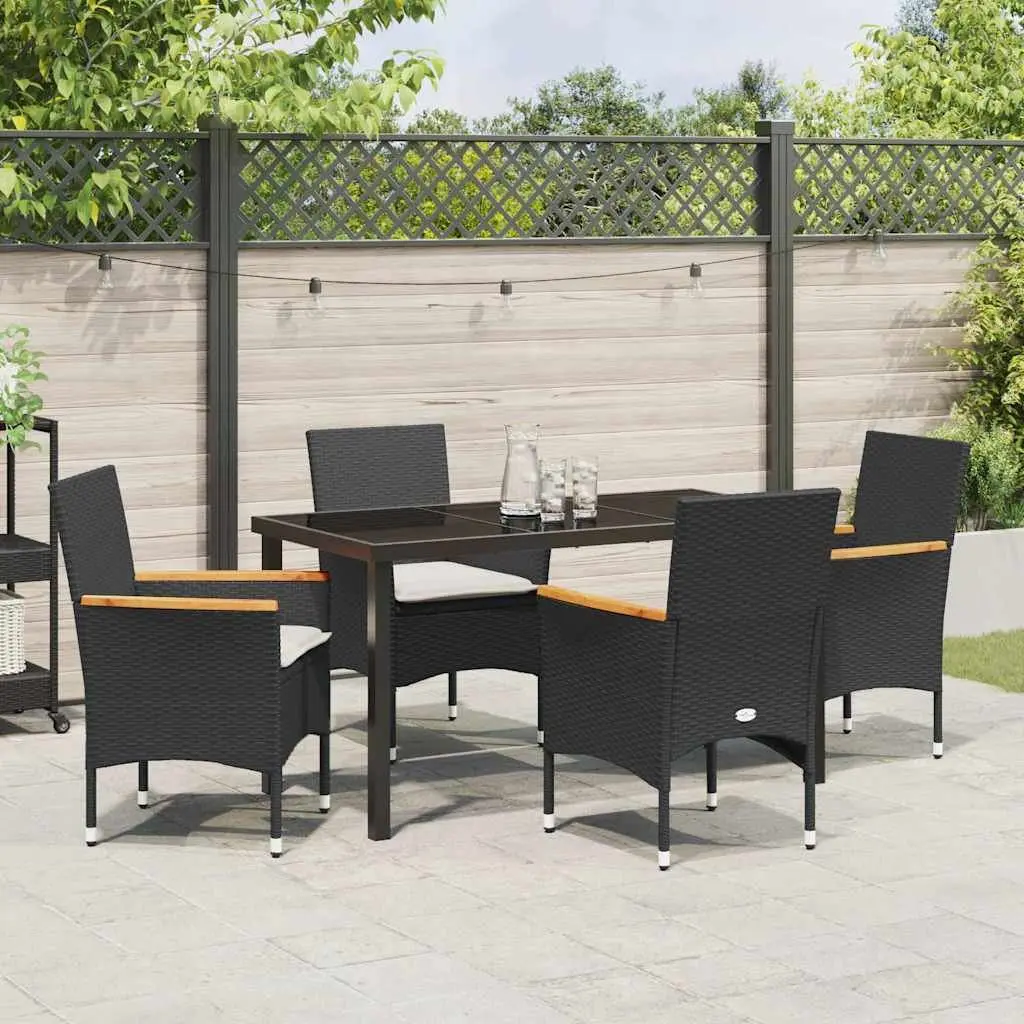 Garden Dining Set 5 Piece Outdoor Furniture Cushioned Seats Tempered Glass