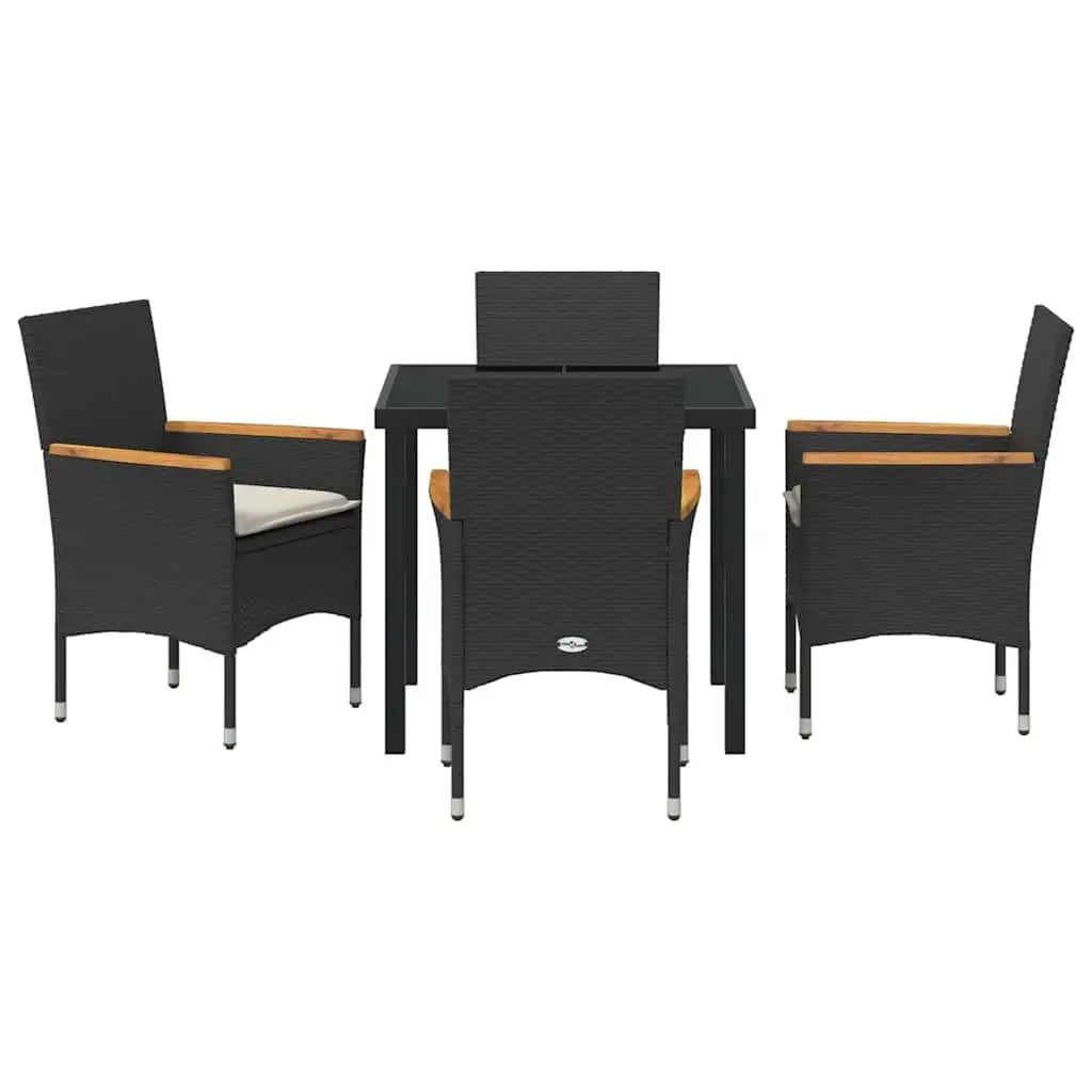 Garden Dining Set 5 Piece Outdoor Furniture Cushioned Seats Tempered Glass