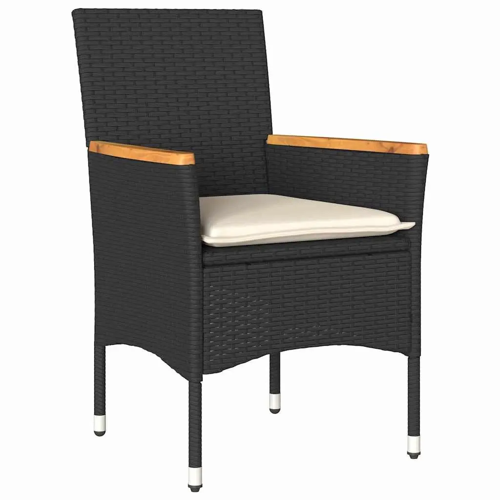 Garden Dining Set 5 Piece Outdoor Furniture Poly Rattan Cushions Tempered Glass Table