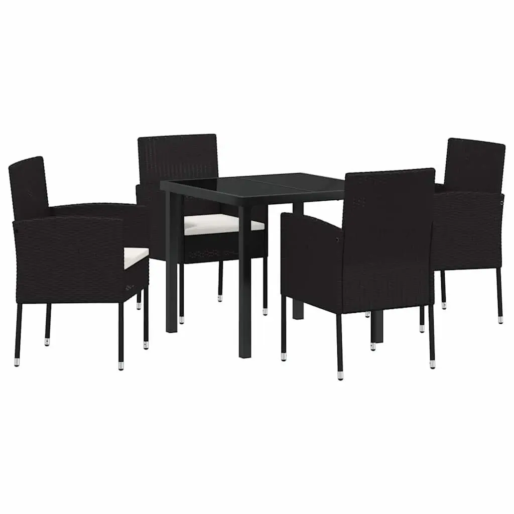 Garden Dining Set Outdoor Furniture 5 Pcs Black Poly Rattan Table Chairs with